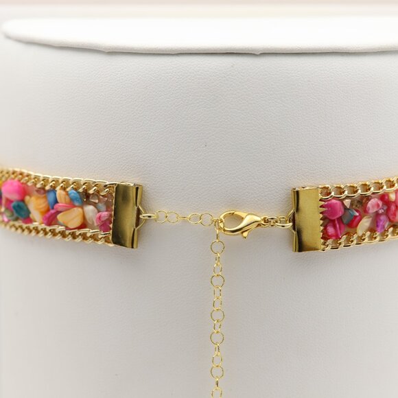 Pebbles Choker Necklace Adjustable fancy Chokers Multi Color stones  (#68) - Picture 4 of 12